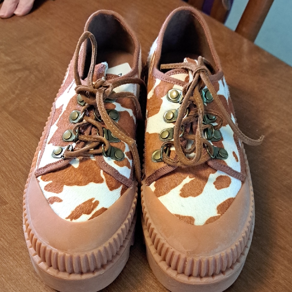 FLASH SALE Jeffrey Campbell Brown and White  Leather (Callf Hair)